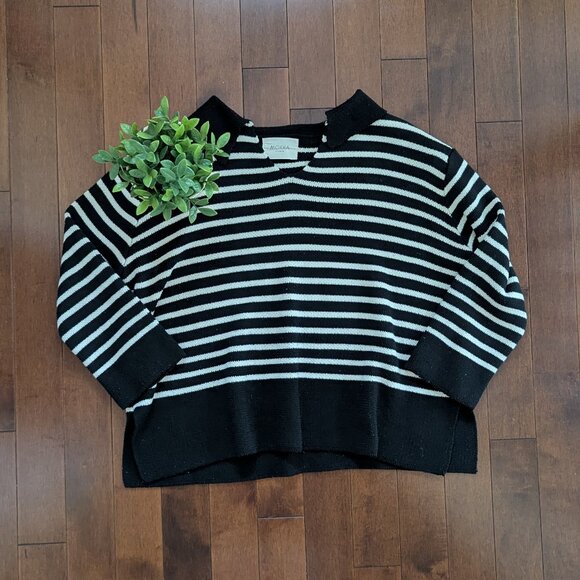 KNIT STRIPED COLLARED VINTAGE SWEATER - Picture 1 of 2